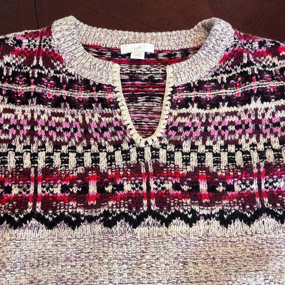 J. Jill Fair Isle Split-Neck Pullover Sweater In … - image 4